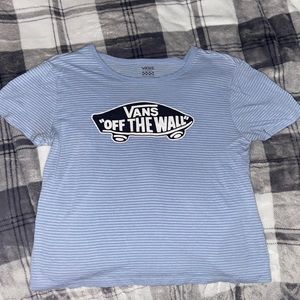 vans “off the wall” blue and white stripped tee